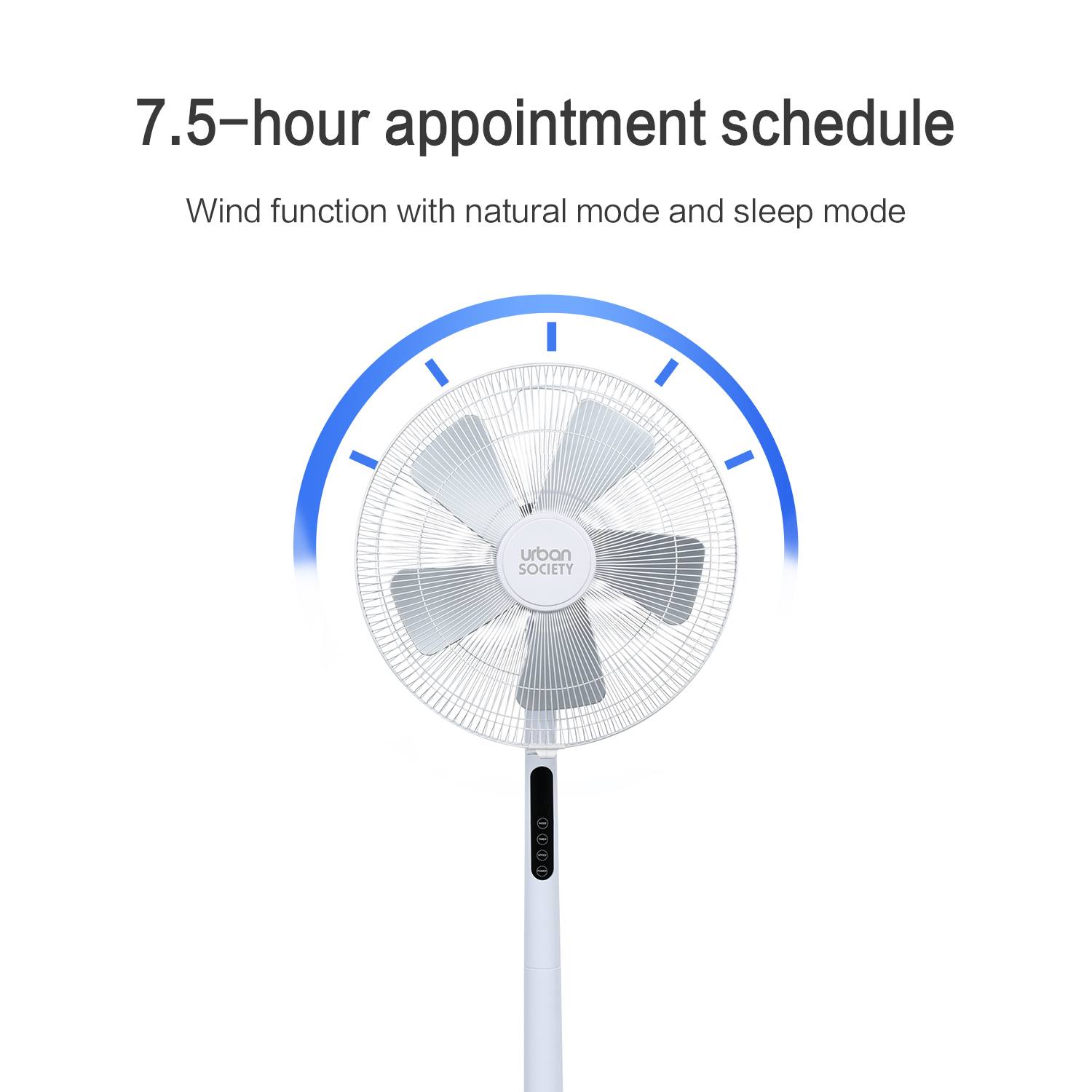 URBAN VENTILADOR DE PIE 45W MANDO A DISTANCIA BLANCO BASE CIRCULAR 555349