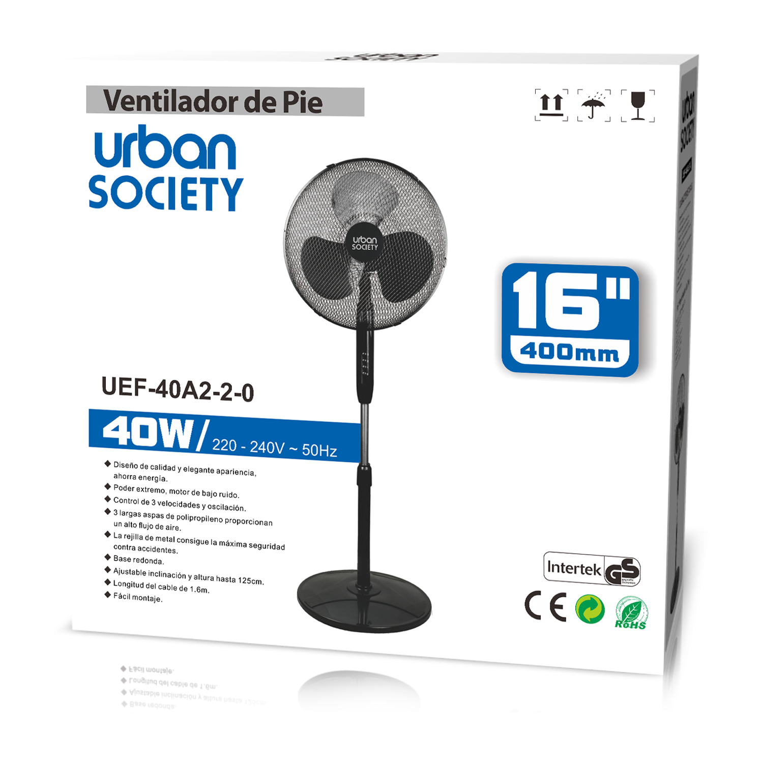 URBAN VENTILADOR DE PIE 45W NEGRO BASE CIRCULAR 555011