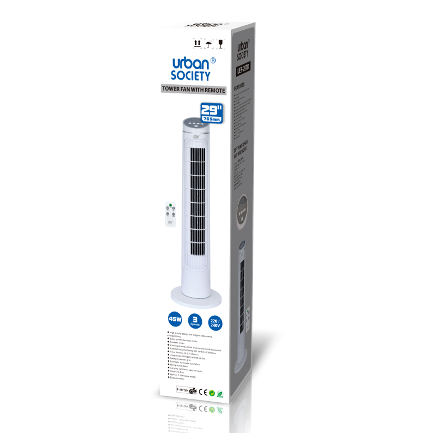 URBAN VENTILADOR COLUMNA 45W BLANCO CONTROL REMOTO 555288